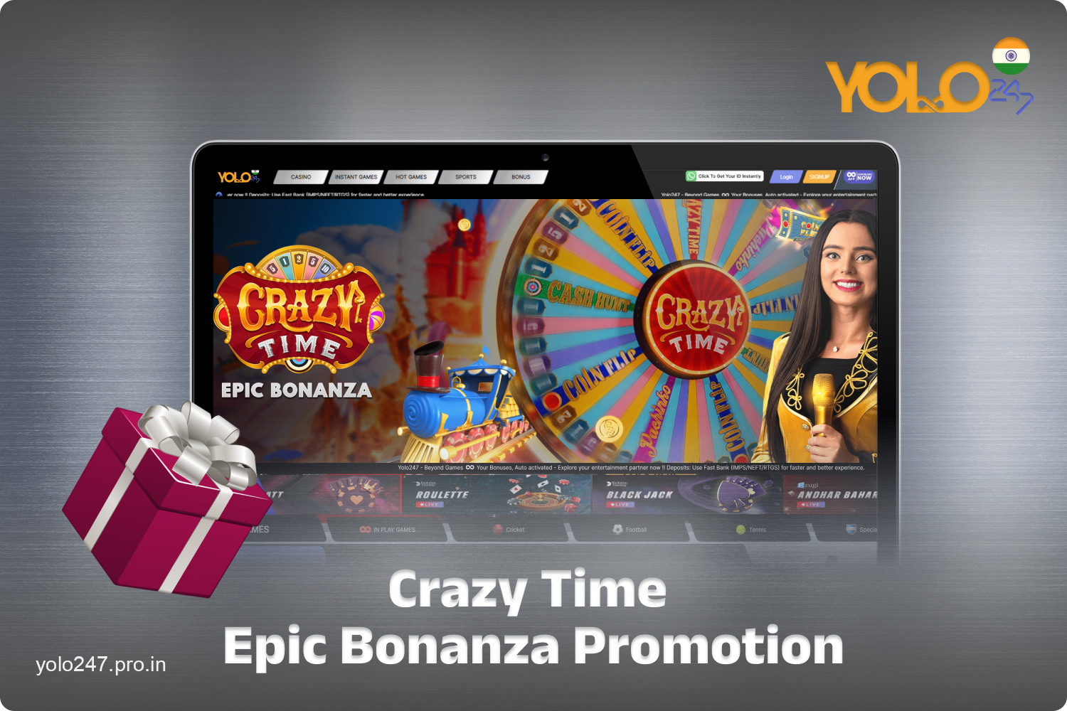 Yolo247 Crazy Time Bonanza promo mid page bonus offer